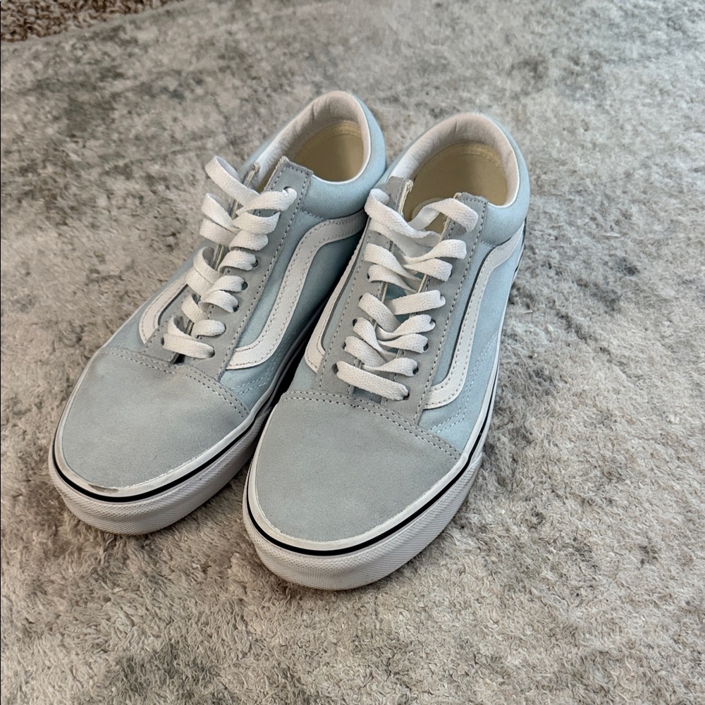 Light Blue and White Vans Sneakers